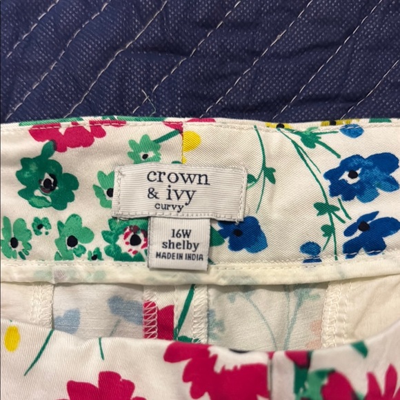 Crown & Ivy High Waist Pink and Yellow Shorts - Picture 2 of 3